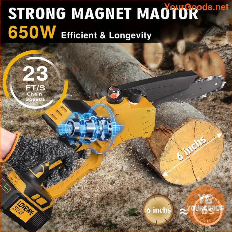 6 Cordless Mini Chainsaw Powerful Easy Tree Trimming - YourGoods Online Shop