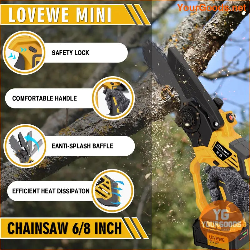 6 Cordless Mini Chainsaw Powerful Easy Tree Trimming - YourGoods Online Shop