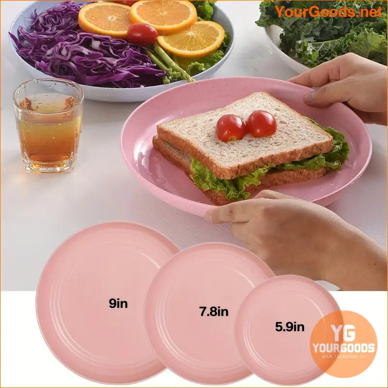 6 pcs Sustainable 9 Wheat Straw Unbreakable Plates Dishwasher Microwave Safe - YourGoods Online Shop