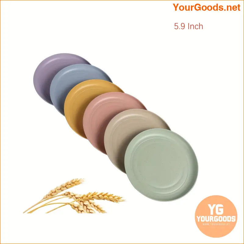 6 pcs Sustainable 9 Wheat Straw Unbreakable Plates Dishwasher Microwave Safe - YourGoods Online Shop