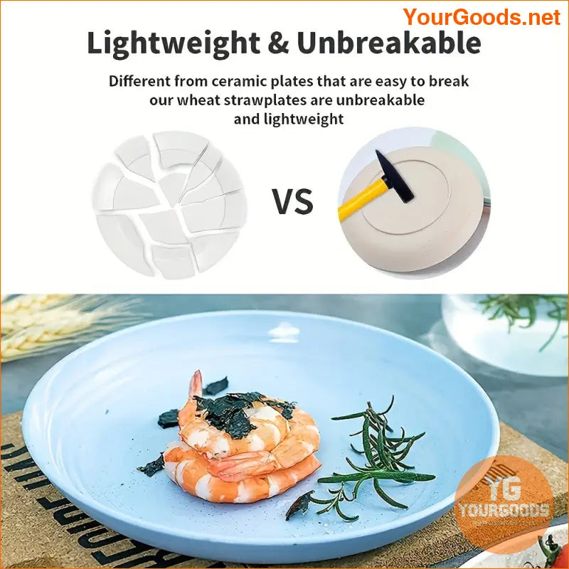 6 pcs Sustainable 9 Wheat Straw Unbreakable Plates Dishwasher Microwave Safe - YourGoods Online Shop