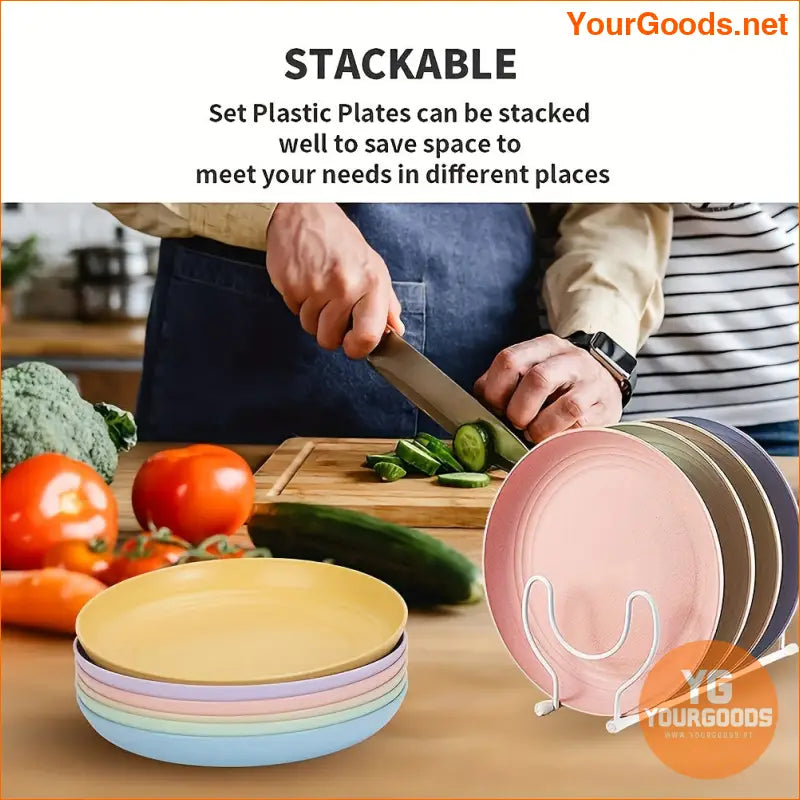 6 pcs Sustainable 9 Wheat Straw Unbreakable Plates Dishwasher Microwave Safe - YourGoods Online Shop