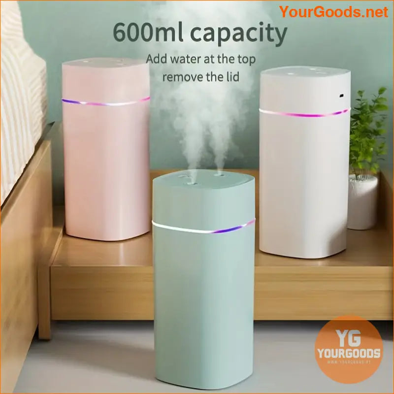 600ml USB Air Humidifier UltraQuiet Aromatherapy Desktop Bedroom