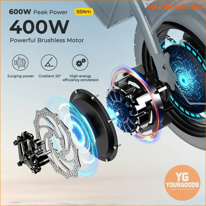 600W Foldable Fat Tire EBike 30KM Range - YourGoods Online Shop