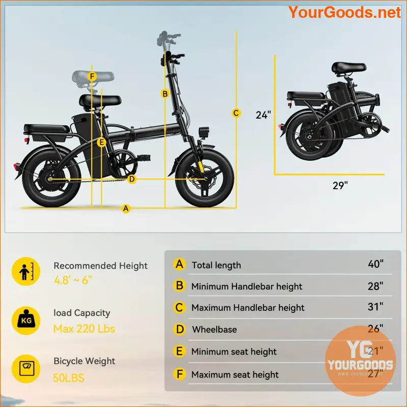 600W Foldable Fat Tire EBike 30KM Range - YourGoods Online Shop