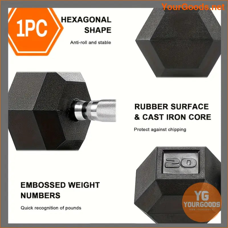 60Lb Rubber Hex Dumbbell Strength Training Essential - YourGoods Online Shop