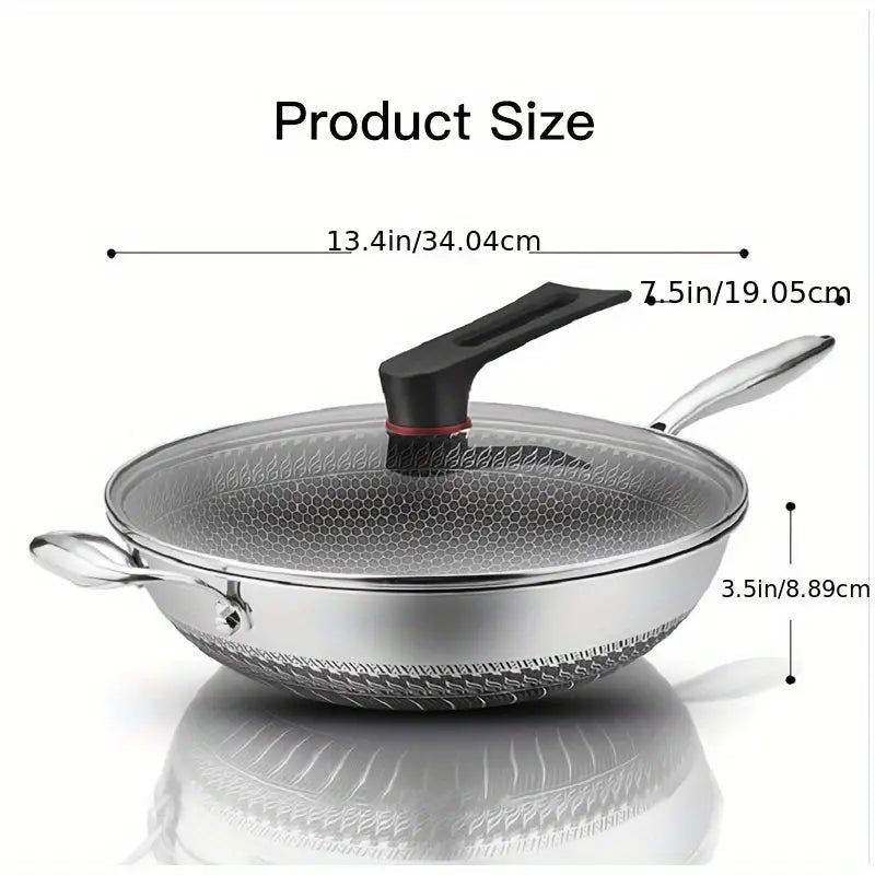 Premium Large Stainless Steel Wok with Honeycomb Nonstick