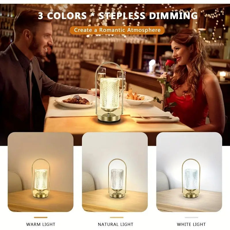 Dimmable Crystal Light Portable LED Lamp with USB C Charging