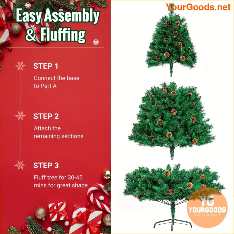 6ft Artificial Christmas Tree with Pine Cones - YourGoods Online Shop