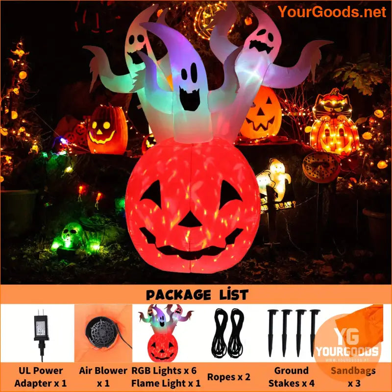 6ft LED Ghost Pumpkin Inflatable Halloween Decoration - YourGoods Online Shop