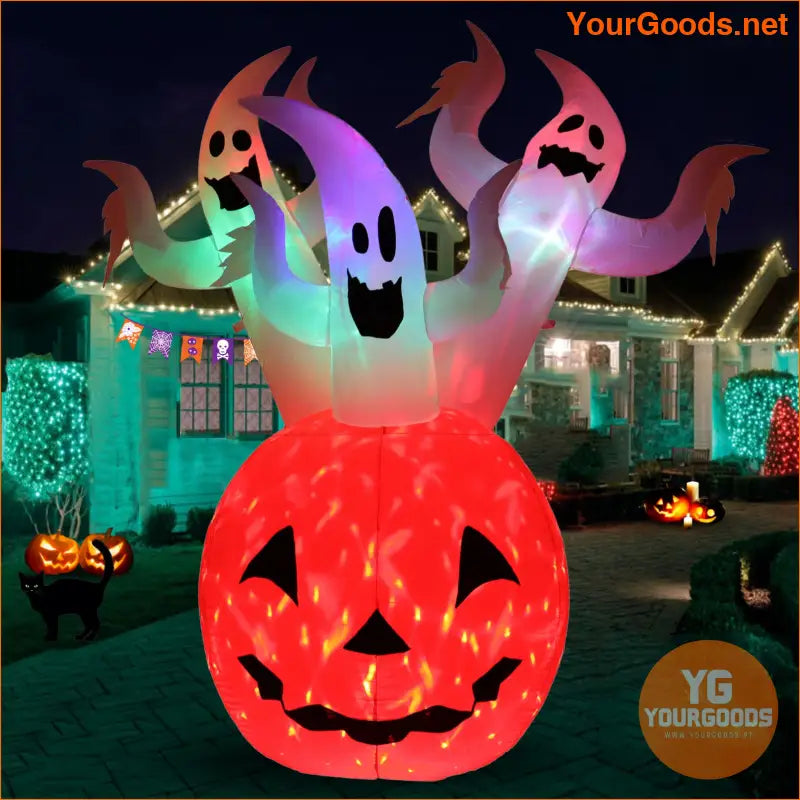 6ft LED Ghost Pumpkin Inflatable Halloween Decoration - YourGoods Online Shop