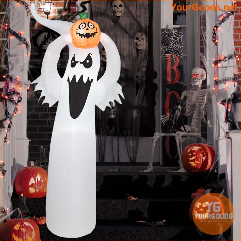 6FT LED Ghostly Pumpkin Inflatable Spooky Halloween Yard Decor - YourGoods Online Shop