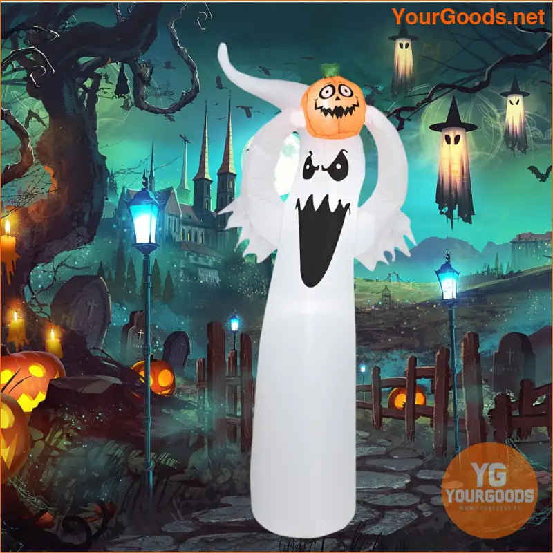 6FT LED Ghostly Pumpkin Inflatable Spooky Halloween Yard Decor - YourGoods Online Shop