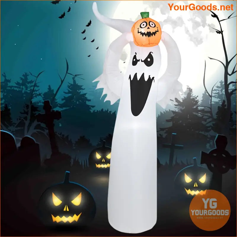 6FT LED Ghostly Pumpkin Inflatable Spooky Halloween Yard Decor - YourGoods Online Shop