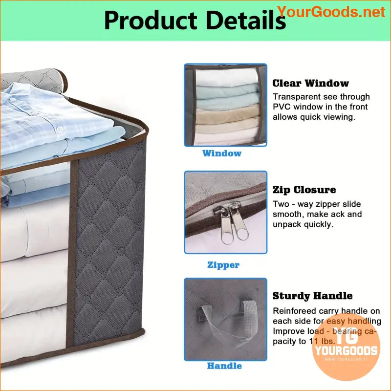 6pcs Large Grey Underbed Storage Bags with Handles - YourGoods Online Shop