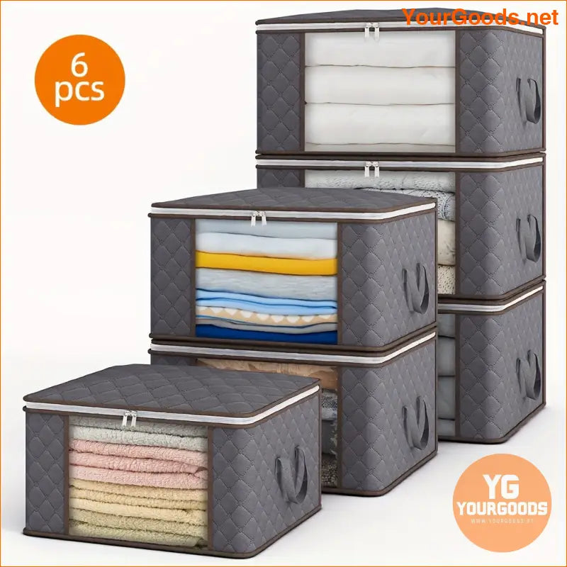 6pcs Large Grey Underbed Storage Bags with Handles - YourGoods Online Shop