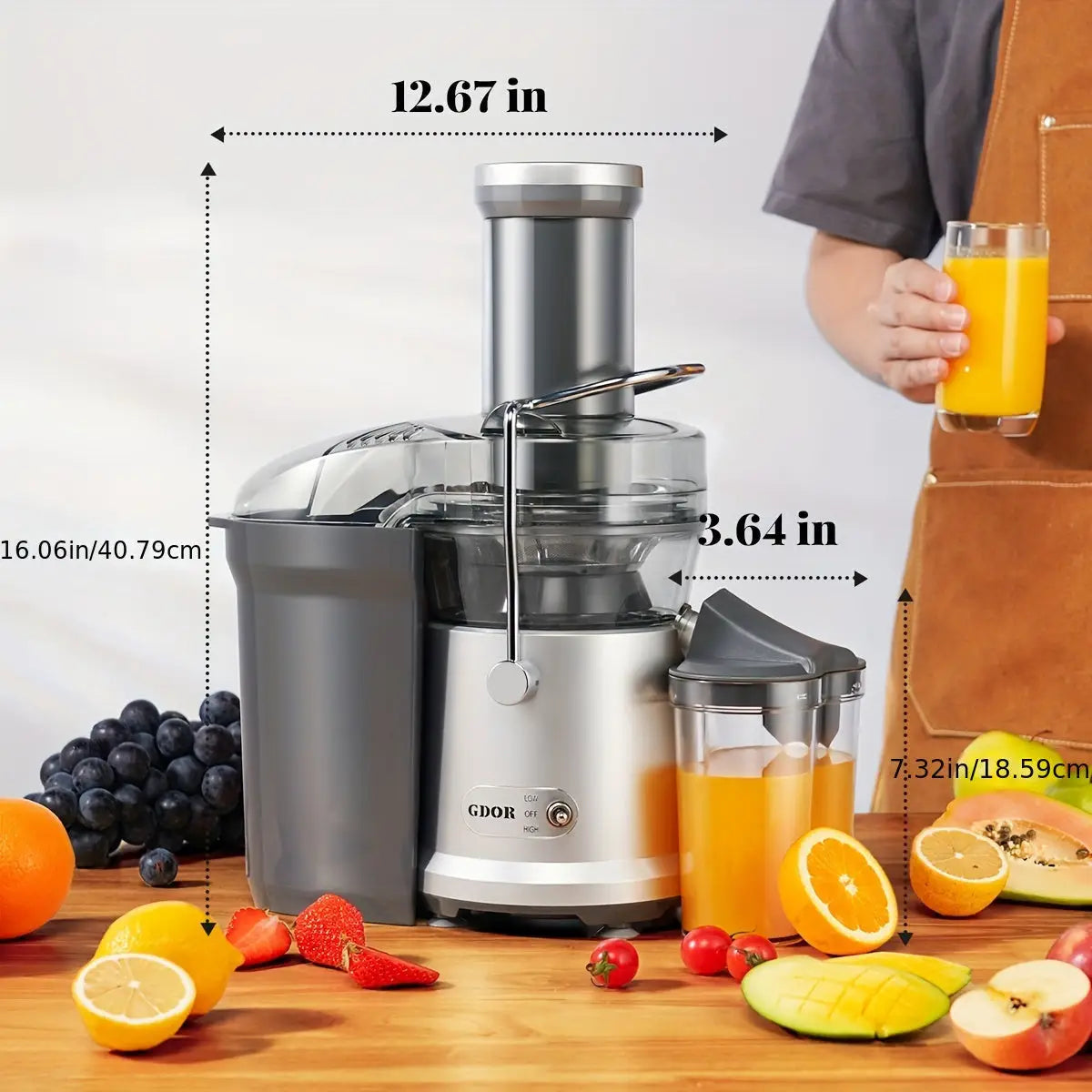 GDOR 1200W Juicer HeavyDuty Titanium 32 Chute BPAFree