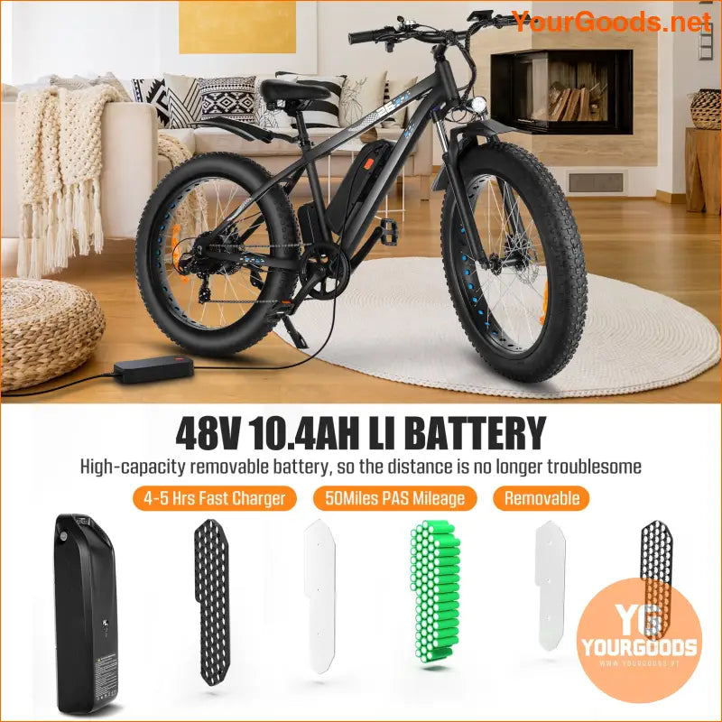 750W 26 Fat Tire Electric Mountain Bike with Fast Charge Battery - YourGoods Online Shop