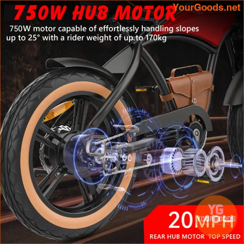 750W Adult Electric Bike 20 Fat Tires 35Mile Range - YourGoods Online Shop