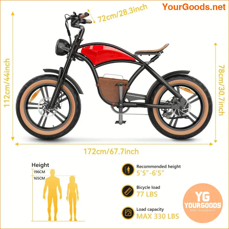 750W Adult Electric Bike 20 Fat Tires 35Mile Range - YourGoods Online Shop