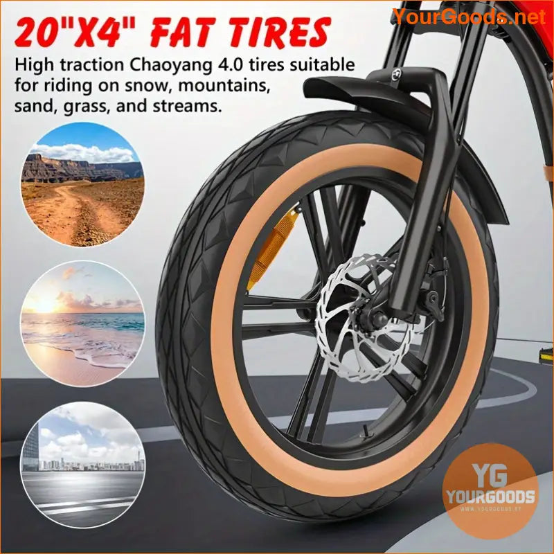 750W Adult Electric Bike 20 Fat Tires 35Mile Range - YourGoods Online Shop