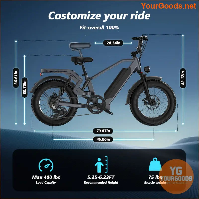 750W All Terrain Mountain EBike 20MPH 40Mile Range - YourGoods Online Shop