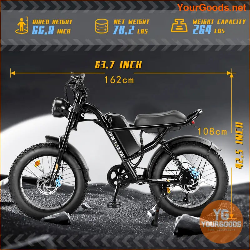 750W Fat Tire Electric Mountain Bike 48V 208Ah Battery - YourGoods Online Shop