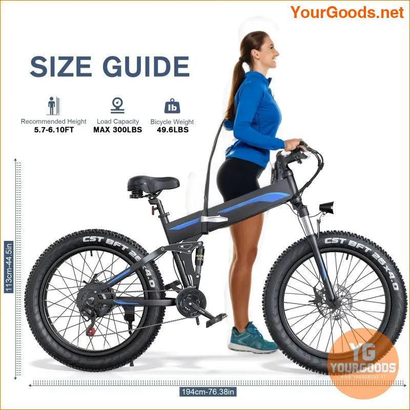 750W Folding Fat Tire Electric Bike 21 Speed 55 Mile Range - YourGoods Online Shop