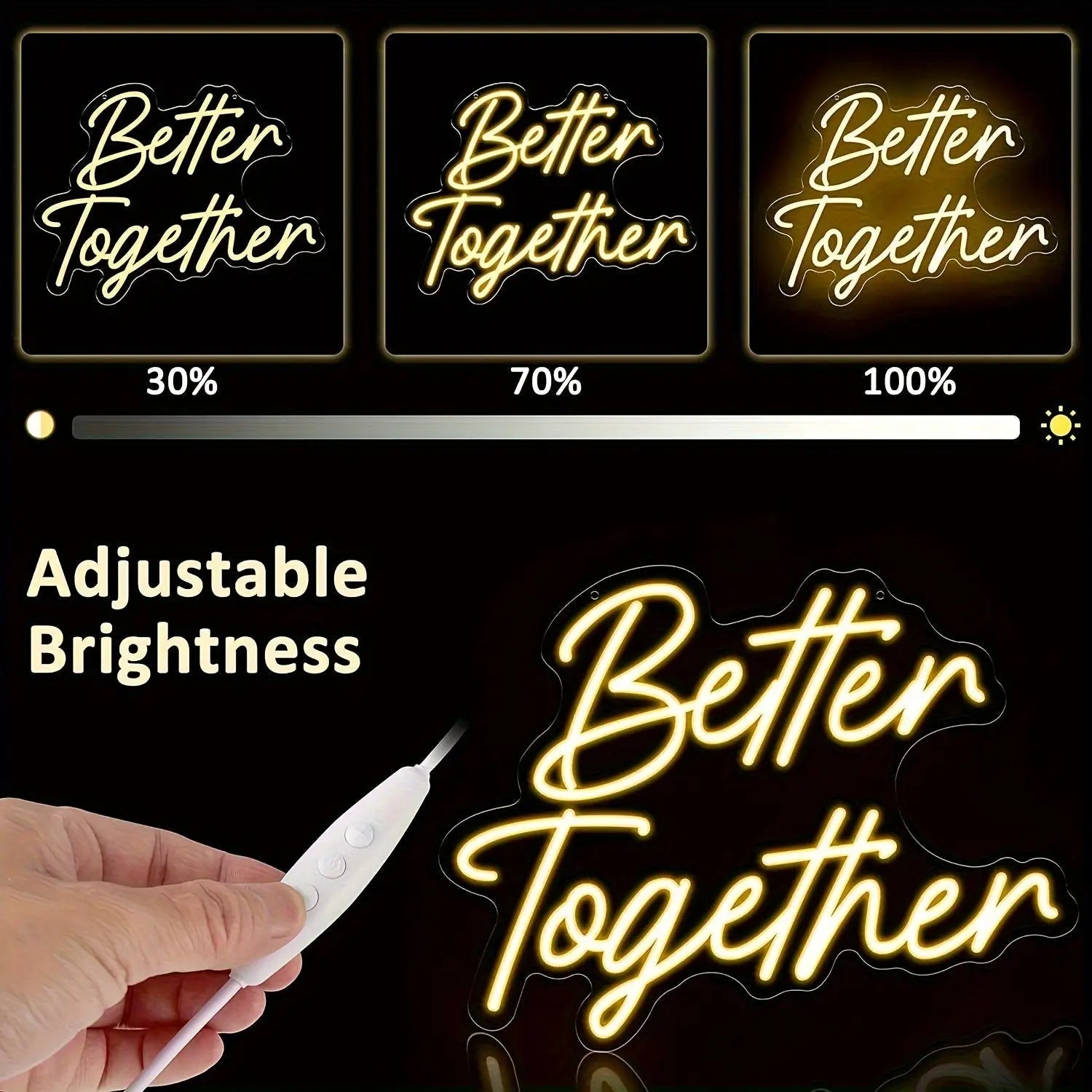 Letrero de neón LED regulable Better Together con brillo ajustable