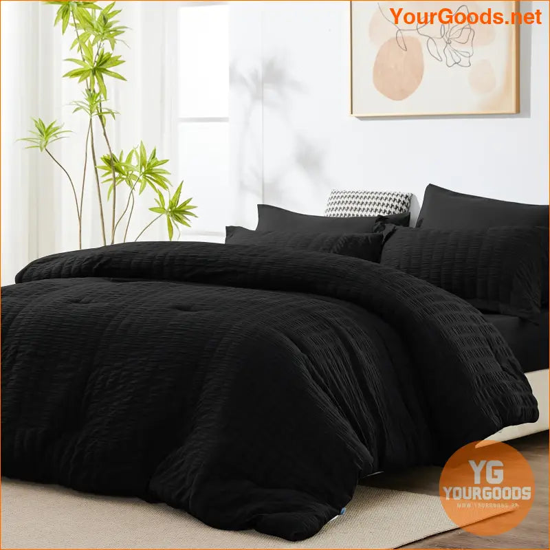 7Piece Hypoallergenic Seersucker Bedding Set AllSeason Comfort - YourGoods Online Shop