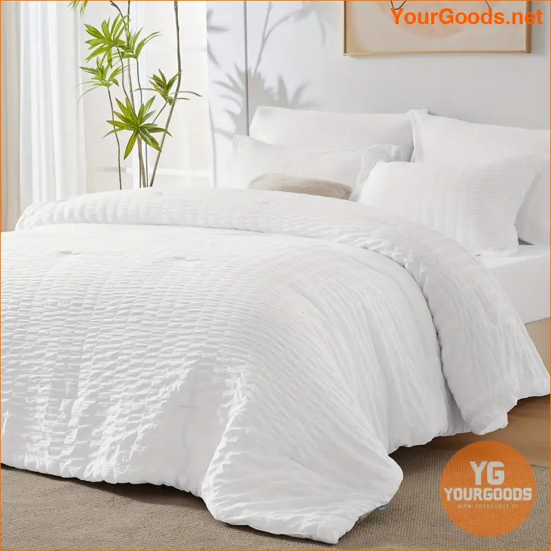 7Piece Hypoallergenic Seersucker Bedding Set AllSeason Comfort - YourGoods Online Shop