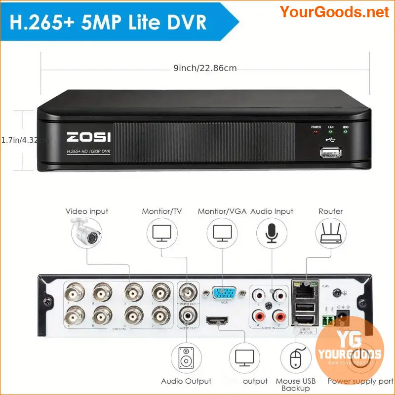 8 Channel ZOSI 5MP Outdoor Security System with 2TB - YourGoods Online Shop