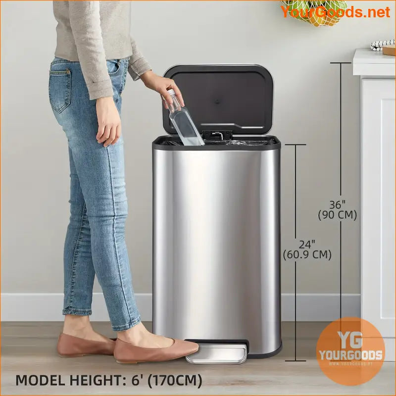 8 Gallon Stainless Steel StepOn Kitchen Trash Can - YourGoods Online Shop