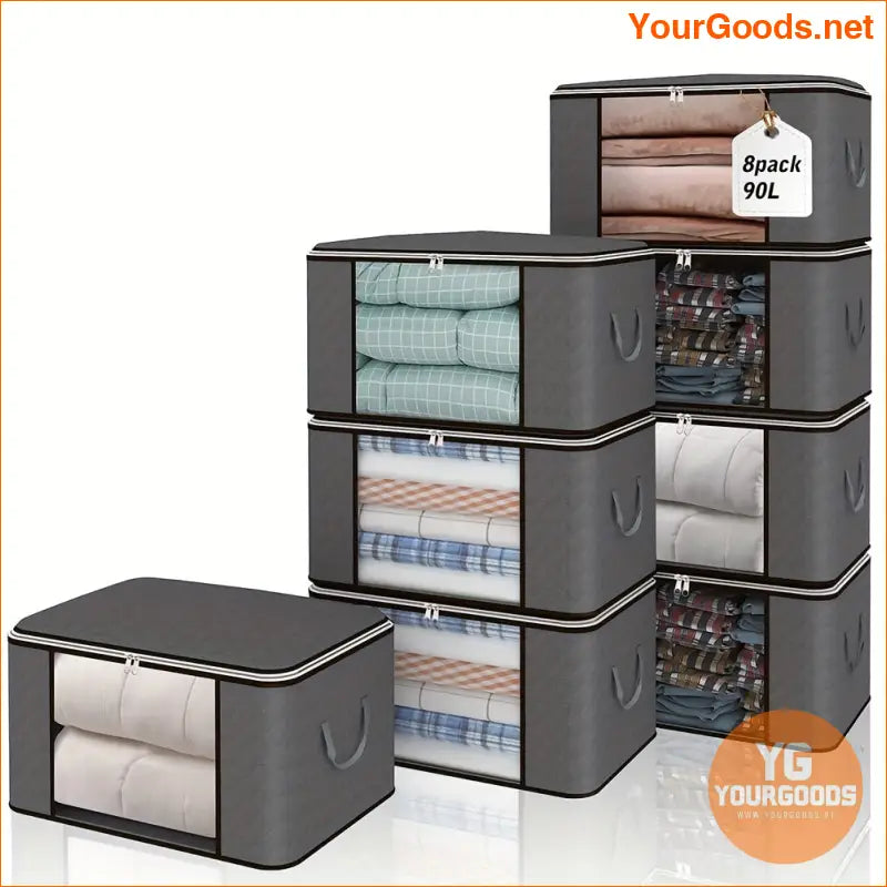 8 Large 90L Foldable Storage Bins with Lids - YourGoods Online Shop