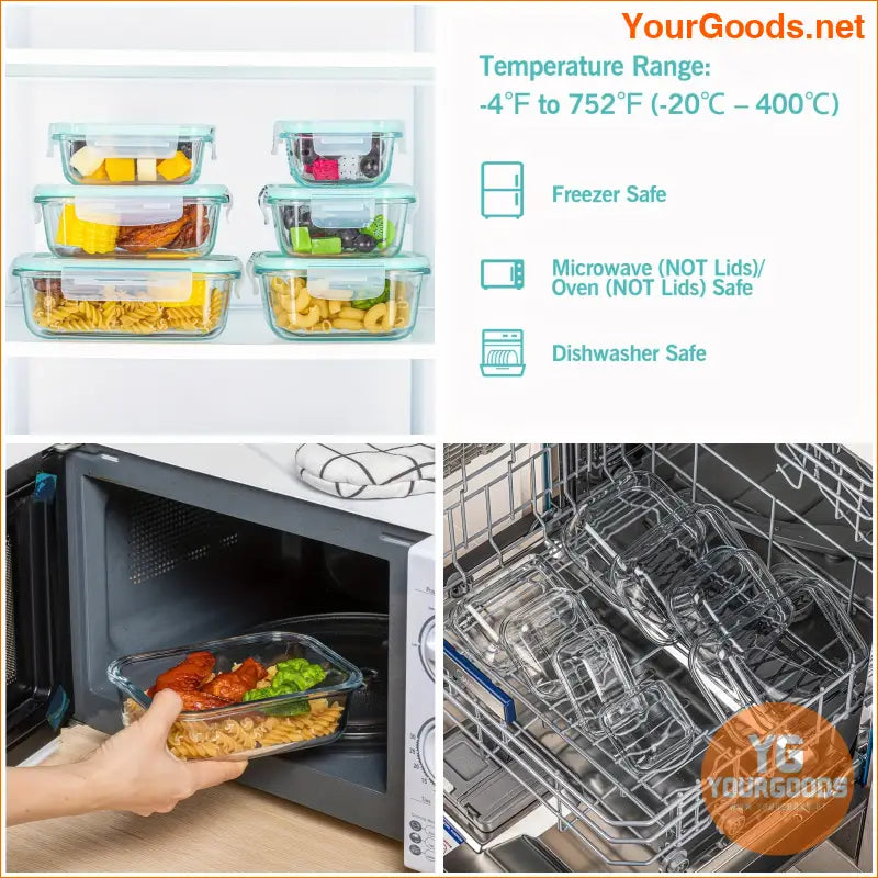 8 Pack Premium Airtight Glass Storage Containers - YourGoods Online Shop