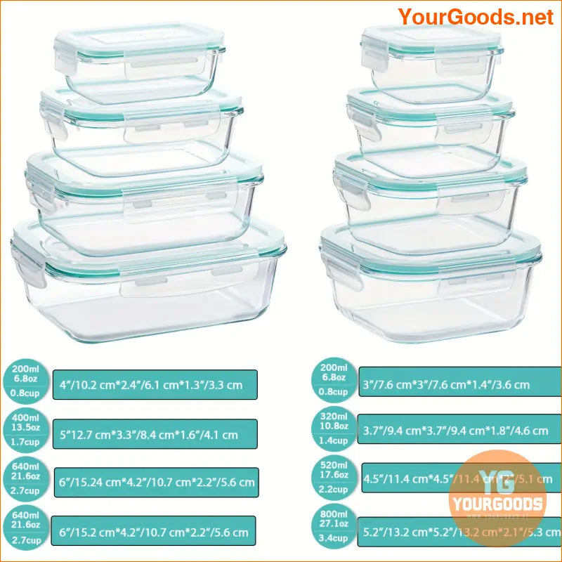 8 Pack Premium Airtight Glass Storage Containers - YourGoods Online Shop