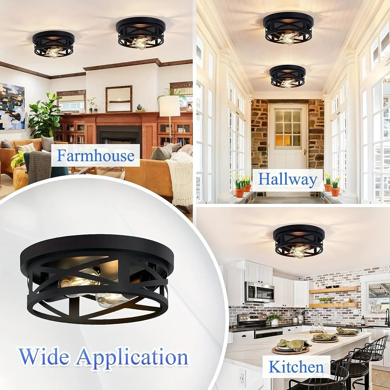 Adjustable FarmhouseStyle Black Ceiling Light Easy Install