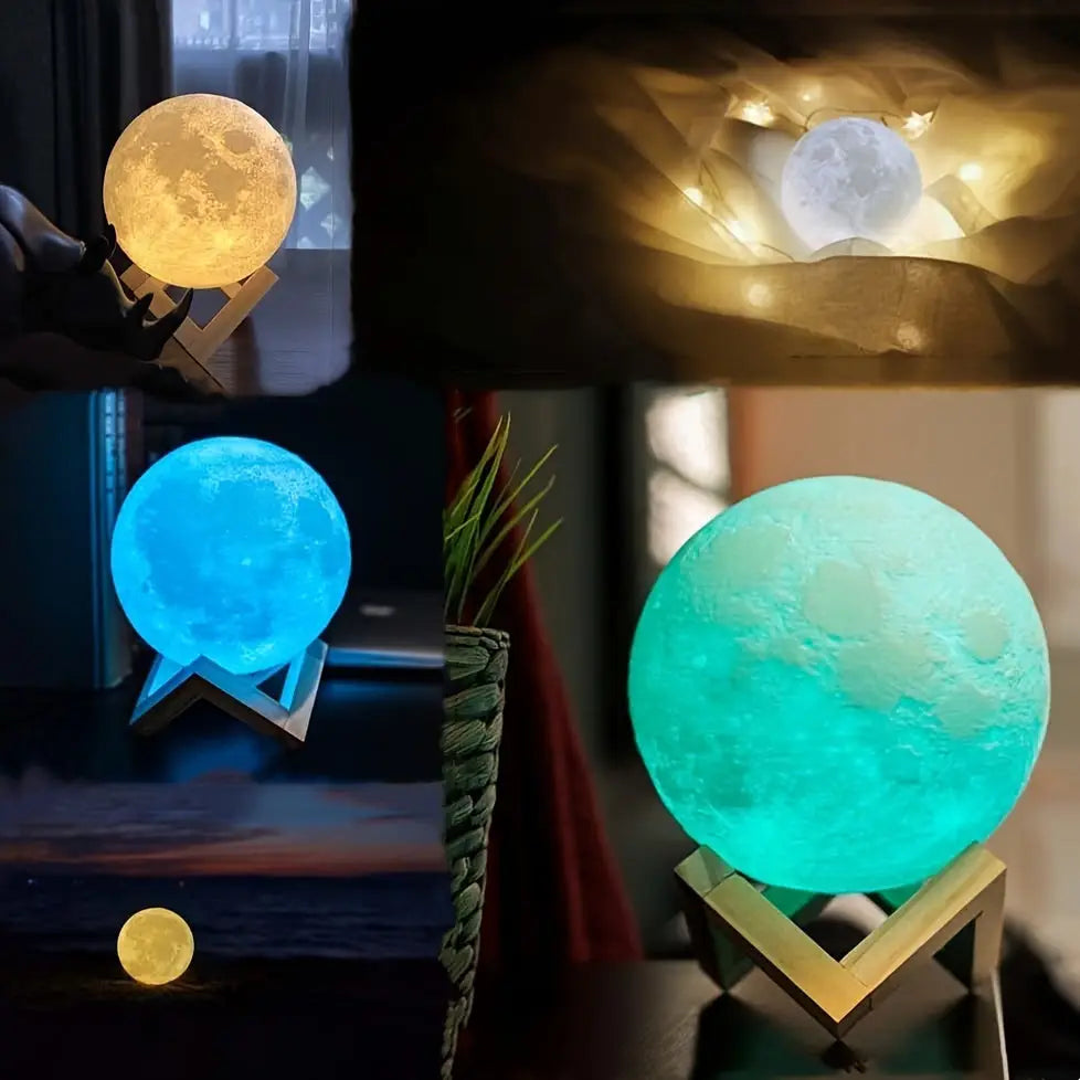 Luz de noche de luna de 16 colores con control táctil remoto