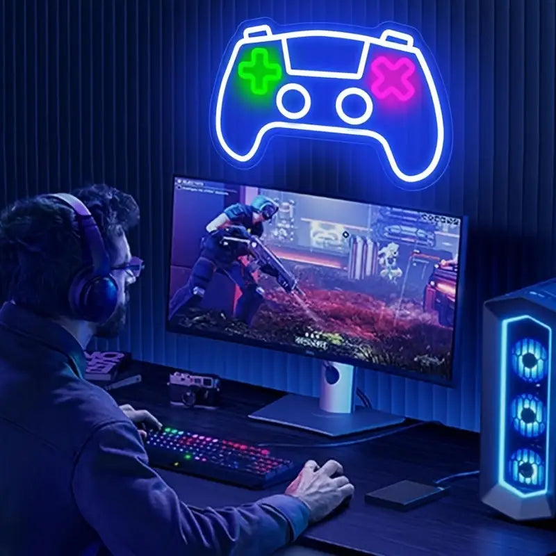 Placa de neon para jogos regulável, decoração ideal para sala de jogos