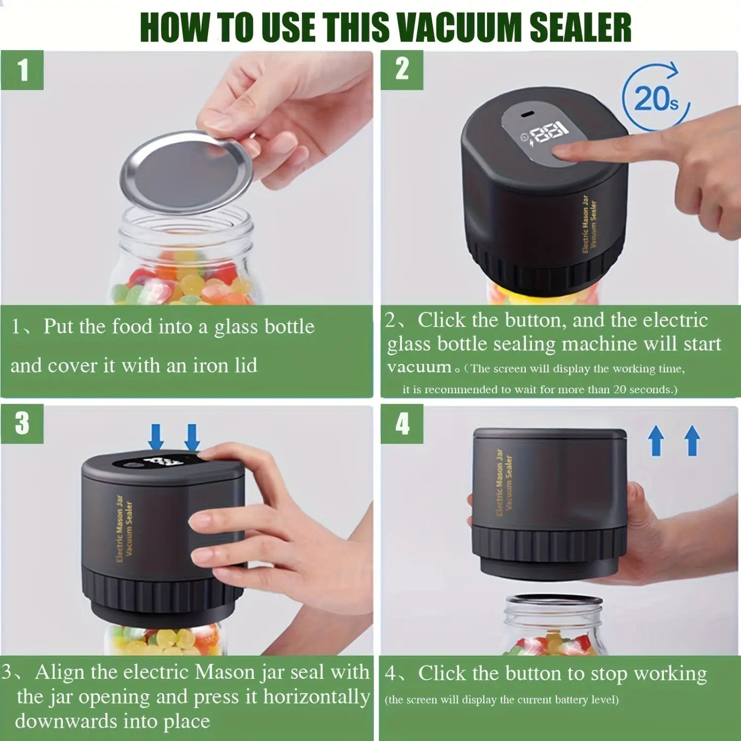 Effortless Electric Mason Jar Vacuum Sealer Kit