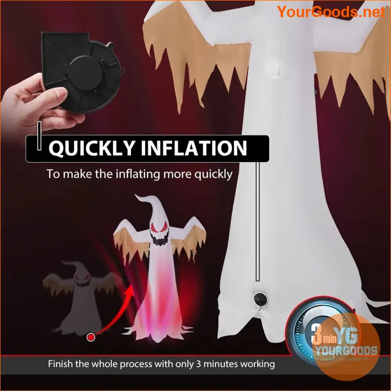 8FT Halloween Inflatable Ghost with Red LED Lights - YourGoods Online Shop