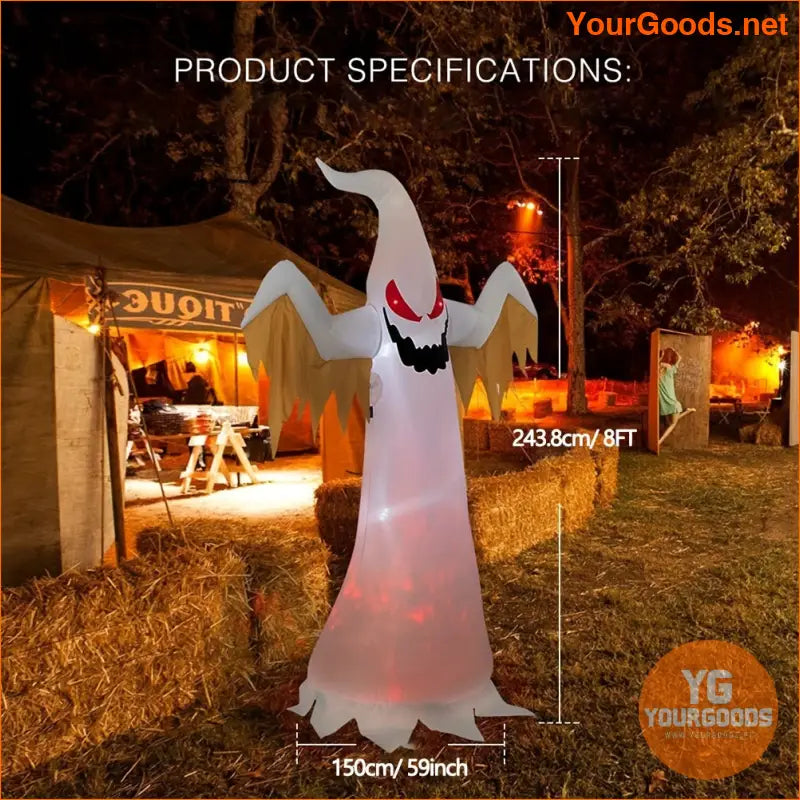 8FT Halloween Inflatable Ghost with Red LED Lights - YourGoods Online Shop