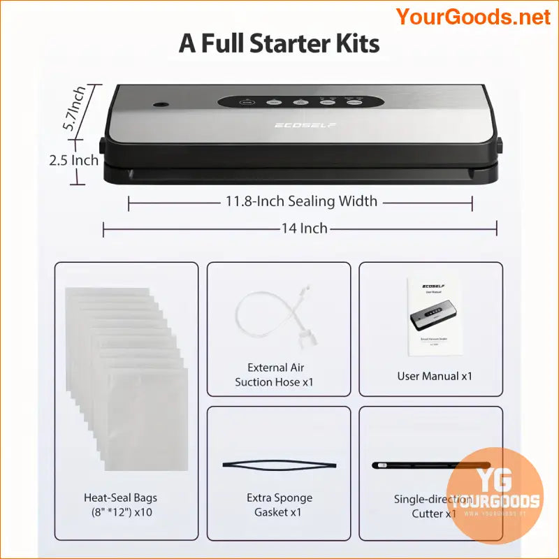 8in1 Automatic Food Sealer Compact Stainless Steel - YourGoods Online Shop