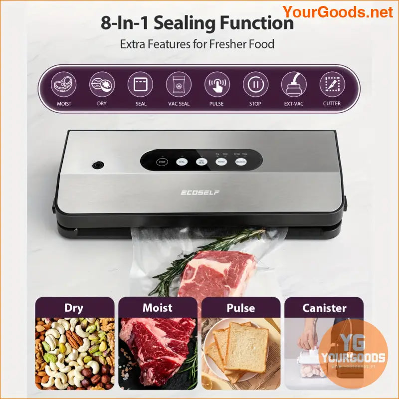 8in1 Automatic Food Sealer Compact Stainless Steel