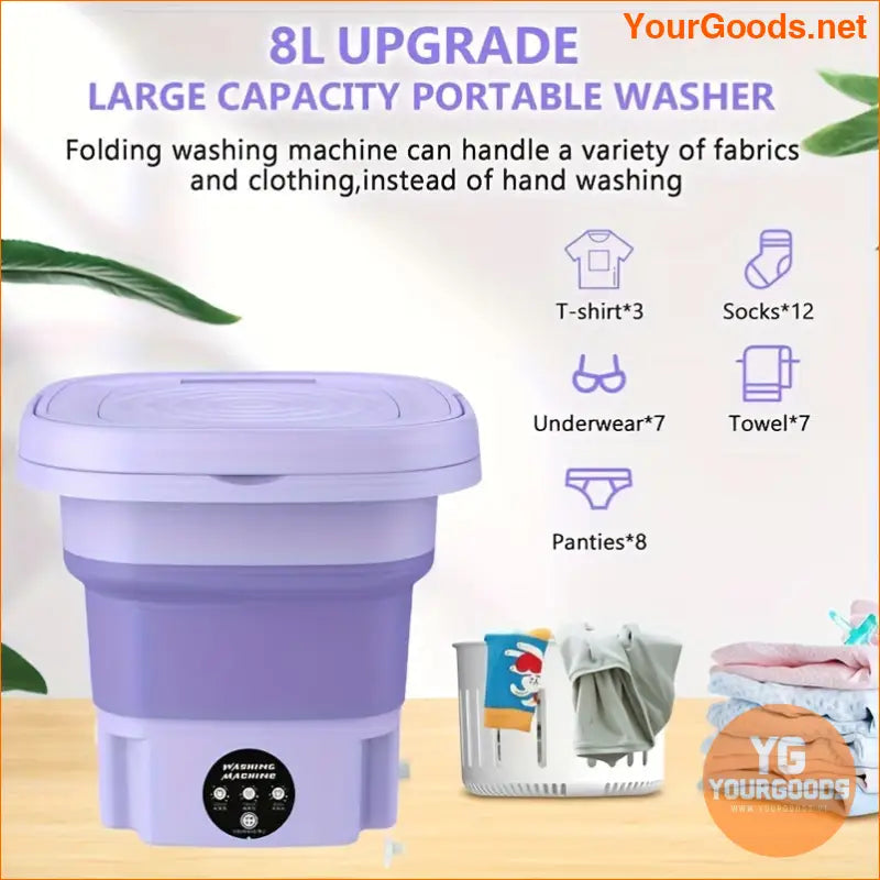 8L Compact Foldable Mini Washing Machine Travel Home - YourGoods Online Shop