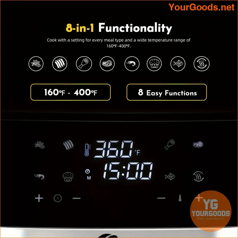 8L Touchscreen Air Fryer Multifunctional 8in1 Cooking Black - YourGoods Online Shop