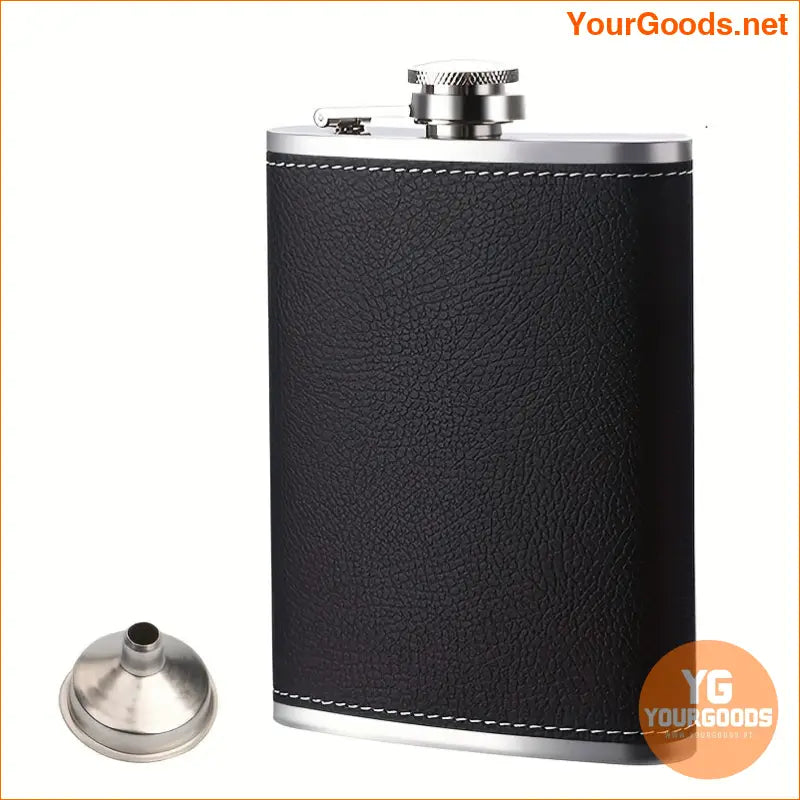 8oz Leather Wrapped Stainless Steel Flask Set with Funnel Glasses - YourGoods Online Shop