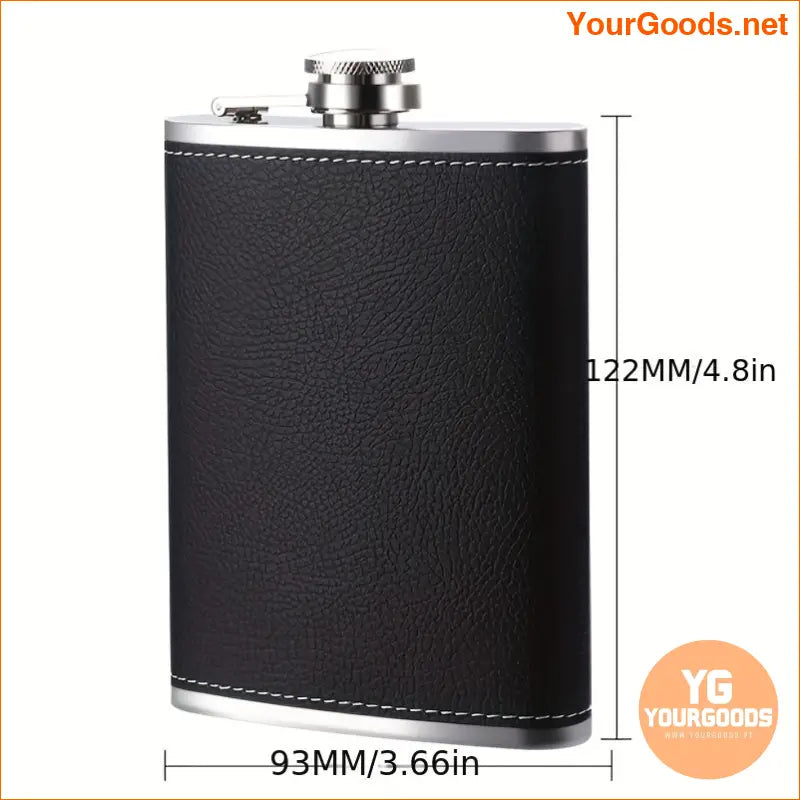 8oz Leather Wrapped Stainless Steel Flask Set with Funnel Glasses - YourGoods Online Shop