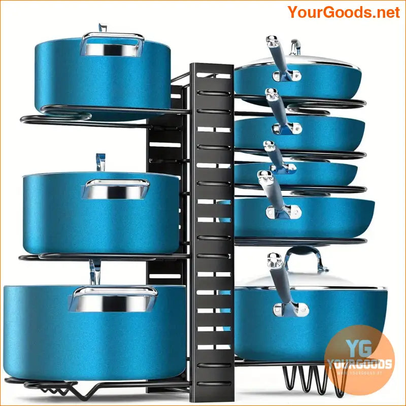 8Tier Adjustable Kitchen Pot Rack with Hooks - YourGoods Online Shop