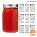 9 Pack 32oz Wide Mouth Mason Jars with Lids - YourGoods Online Shop